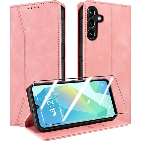 Klapphülle für Samsung A16/A26 mit Panzerglas, Kunstleder, RFID-Schutz, Ständer (1/5)
