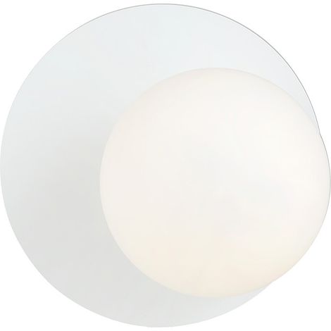 Lampada Da Parete Contemporanea Ippolita 1 Luce In Acciaio Bianco E Vetro Opalino (1/5)