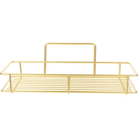 Étagère murale de rangement pour petite salle bain avec ventouse, en métal doré, sans perçage, (1/2)