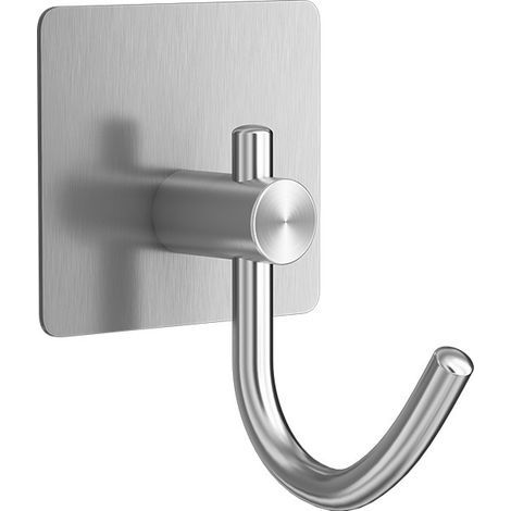Vier starke, selbstklebende Wandhaken aus durchstoßfestem, rückstandsfreiem Edelstahl (Farbe: Silber) (1/3)