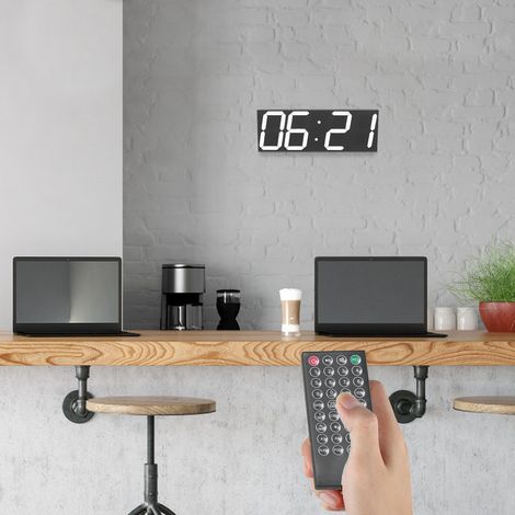 Digitale LED-Uhr, großes 6,5-Zoll-Display, mit Fernbedienung, 8-stufig einstellbare Helligkeit, ideal für das Homeoffice (1/5)
