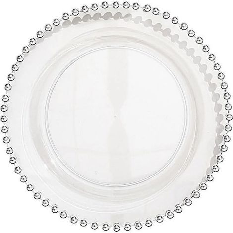 Ensemble de 10 plaques en plastique rond 10", limpide avec jante perle, RON, polyvalent et pratique, pour un usage quotidien (1/5)