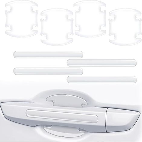 8 Pcs Film Protecteur pour Poignée de Porte de Voiture, Universel Autocollant Voiture Transparent Autoadhésive pour Poignée de Porte, Anti-Rayures, pour Universelle pour La Plupart des Véhicules (1/4)