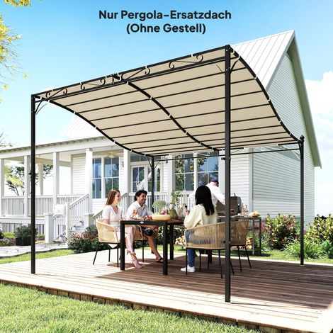 Techo de repuesto para pérgola, toldo para techo de patio, lona de repuesto para techo de pabellón de 3 x 3 m, 298 x 293 cm, blanco crema. (1/5)