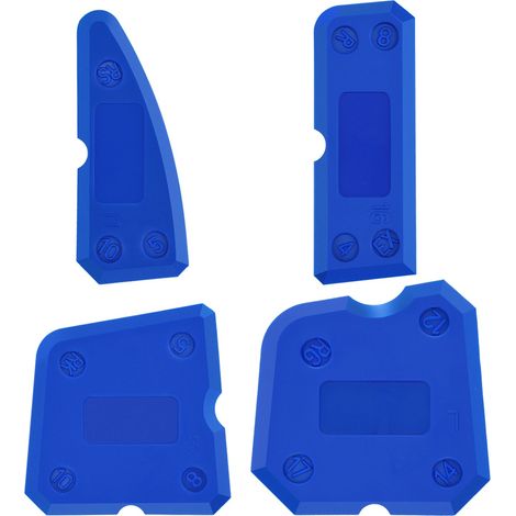 Lot de 4 outils de calfeutrage en silicone - Finition d'étanchéité - Couleur bleue (1/5)