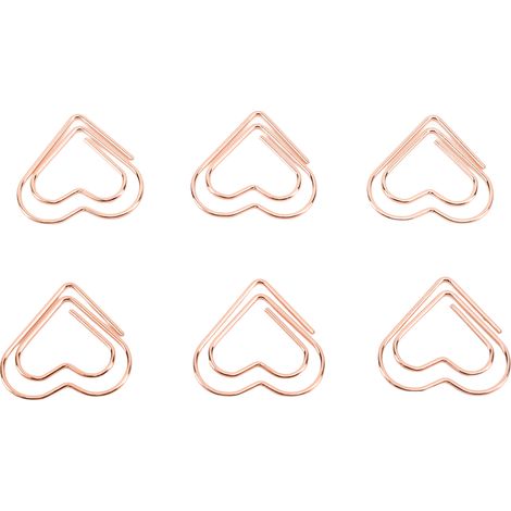 100 Stück herzförmige Büroklammern, niedliche Metall-Büroklammern, tragbare, bezaubernde kleine Büroklammern zur Dokumentenorganisation, roségoldene Herzform (1/5)