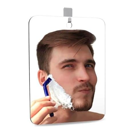 Miroir de rasage sans buée pour douche, miroir et salle bain, camping incassable à suspendre au mur, anti-buée - 27.9L x 20.3l cm (1/5)