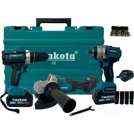 Kit 3 in 1 Trapano Avvitatore + Avvitatore a Impulsi + Smerigliatrice a Batteria (1/5)