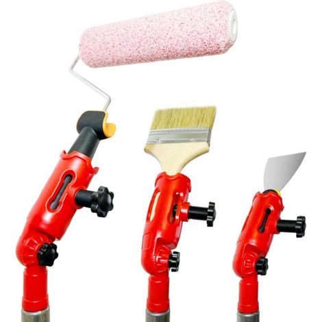 [NIEMALS VERWENDET] 1 Stück universeller Bürstenverlängerungshalter für Bürsten, Farbroller, Schaber und Schwenkköpfe, für einfachen Zugang zu schwer erreichbaren Stellen, rot