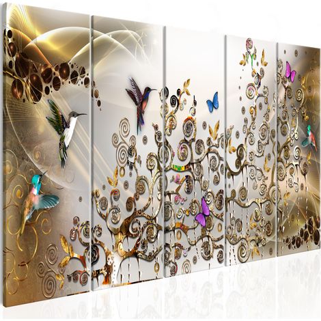 Quadro - Hummingbirds Dance (5 Parts) Gold Narrow - 225x90 (1/4)