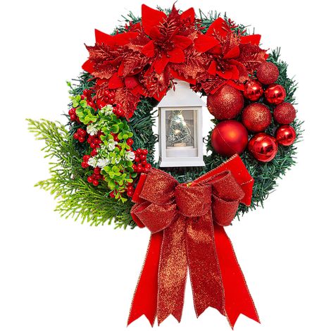 (Verpackt + 2 Yuan) (Knopfzellenbatterien enthalten) Weihnachtsdekorationen, Jesuskerzen, Öllampen, Weihnachtssterne, Weihnachtskränze, Türdekorationen (40 cm - Weihnachtsbaum, Öllampe, Kranz) (1/2)