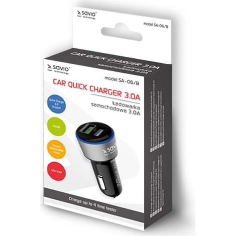 Savio SA-06/B cargador de dispositivo móvil Smartphone Negro Encendedor de cigarrillos Exterior (1/3)