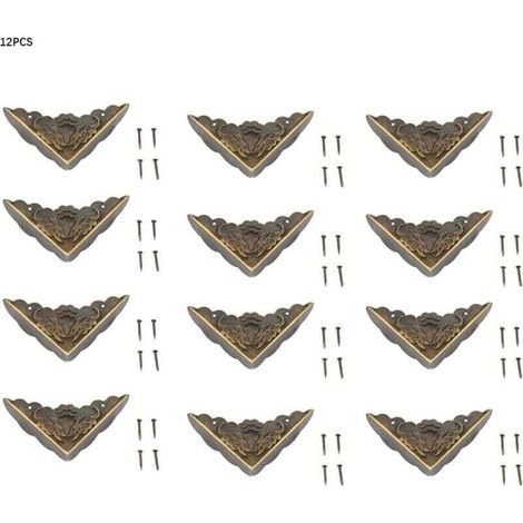 12 pièces bronze coin protecteur Vintage meubles décoratifs coin pour boîtier en bois bijoux coffre boîte de rangement pieds jambes coin protecteur