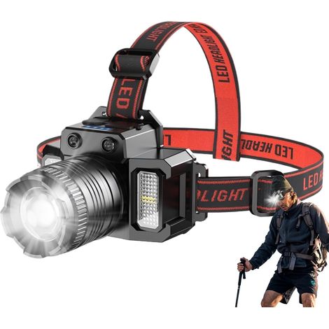 Wiederaufladbare LED-Stirnlampe mit Sensor, 360° verstellbar, USB-aufladbar, IP65 wasserdicht für Camping und Wandern