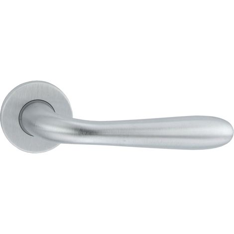 MANIGLIA PORTA BLINDATA ROSETTA TONDA 'GOCCIA' Sx - cromo satinato  - FORME