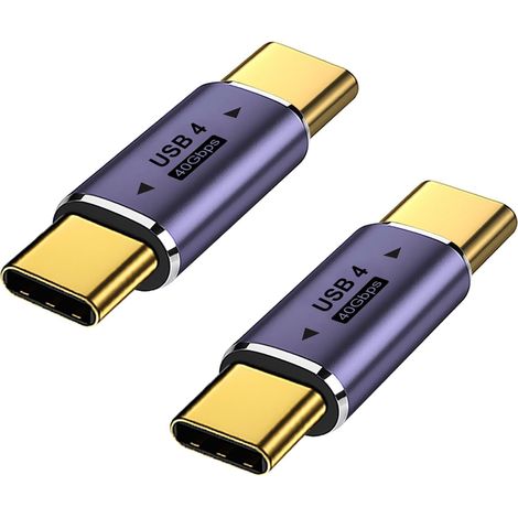 Lot de 2 adaptateurs USB C mâle vers mâle - Prise en charge de la charge rapide 8K @ 60 Hz - 100 W - 40 Gbit/s - Pour MacBook Pro, tablette (1/5)