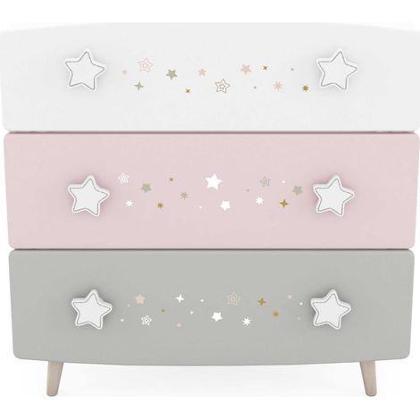 CASSETTIERA PER BAMBINI ROSA GRIGIO COSMOS