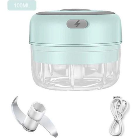 Gar1995Masher-Mini hachoir électrique pour légumes,viande,salade,oignon,coupe-herbe,robot de cuisine- green-100ML