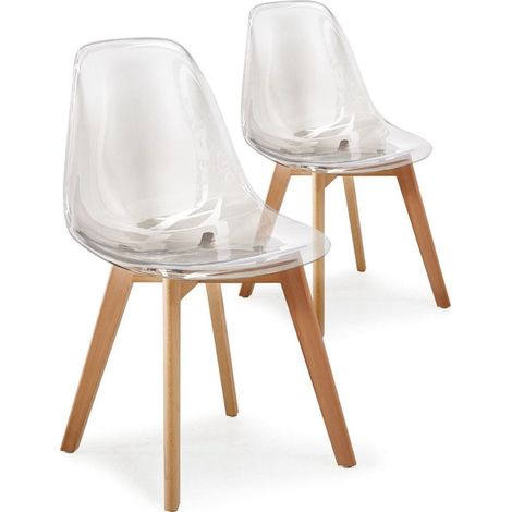 Lot de 2 Chaises Scandinaves "Vik" 80cm Transparent (1/3)