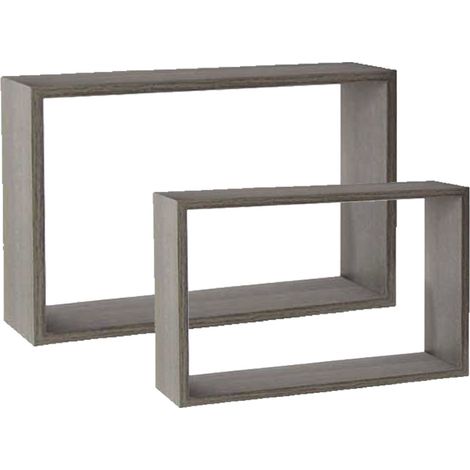 Set 2 Mensole a Muro Moduli da Parete Rettangolari Portaoggetti in Legno Olmo (1/4)