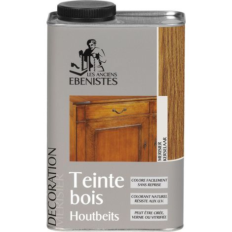 Teinte bois 950ml merisier – Résistante aux U.V – Pour bois brut et décapé – Supporte toutes finitions : cire, lasure, vernis – Les Anciens Ebenistes (1/3)