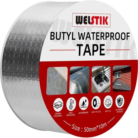 Waterproof Butyl Tape 50mm x 10m, Waterproof Aluminium Sealing Tape, Repair Tape for Roof, Gutter, Plumbing, Window and RV (1/5)