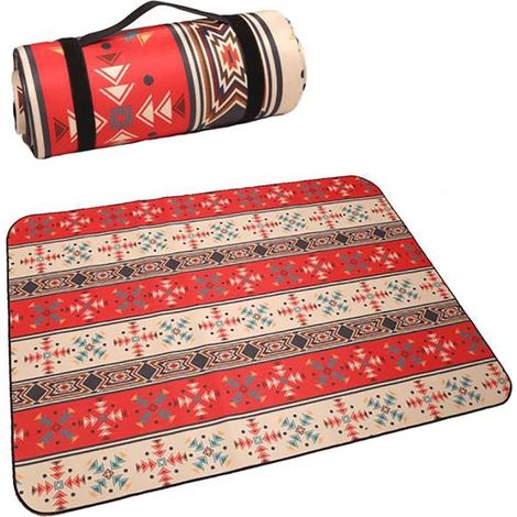 Couvertures De Pique-Nique Couverture De Jet D'extérieur Épaissir Camping Tapis De Pique-Nique Pliable pour Camping Voyage Plage Jardin Parc (150 x 150cm，Rouge persan) (1/4)