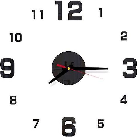 Horloge murale sans cadre noire (1 pièce) pour bureau ou maison