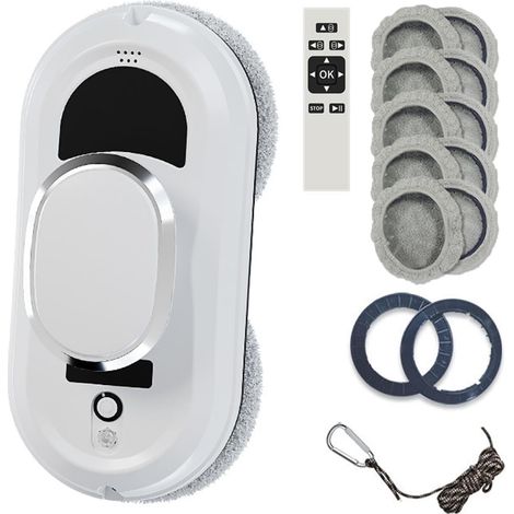 CCYKXARobot Nettoyeur de Vitres,Robot Laveur de Vitres Automatique10 Tampons de Nettoyage,3 Planifications Intelligentes de Chemin,Protection Anti-Chute Ups (1/5)