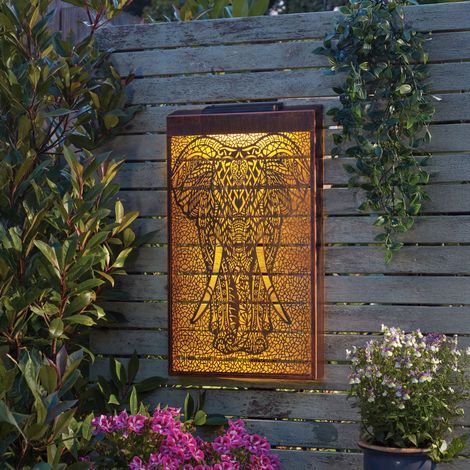 Panneau mural décoratif solaire éléphant 50 x 32cm (1/5)
