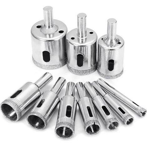 Lot de 10 Forets Diamantés Multi-Usages pour Verre Carrelage Marbre Granit Céramique Outils de Perçage pour Perceuse Électrique - 8 mm à 50 mm (1/4)
