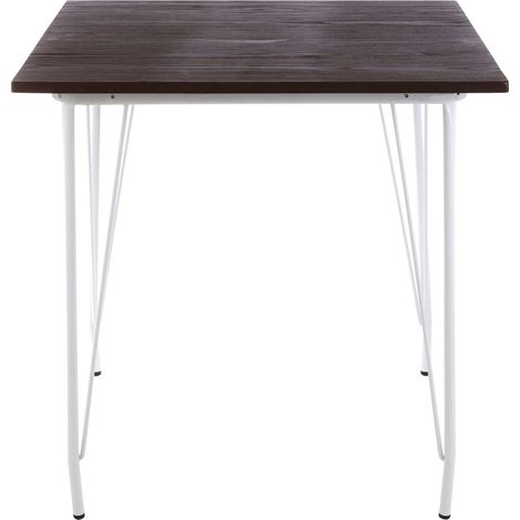 Interiors by Premier White Metal and Elm Wood Table, Large Square Table, Outdoor Dining Table for Lawn, Patio (1/5)