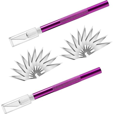 Cutter de Précision, Scalpel avec Lames de Rechange, Couteau de Loisirs, Ensemble Couteaux Artisanaux pour Sculpture, Arts Bricolage (Violet) (1/5)