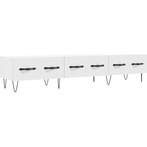 Meuble TV multimédia étagère télévision buffet téléviseur salle à manger salon chambre 150 x 36 x 30 cm bois d'ingénierie blanc