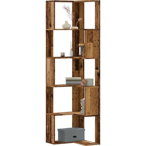 Eck-Bücherregal 5 Böden Altholz-Optik 50x50x179cm Holzwerkstoff