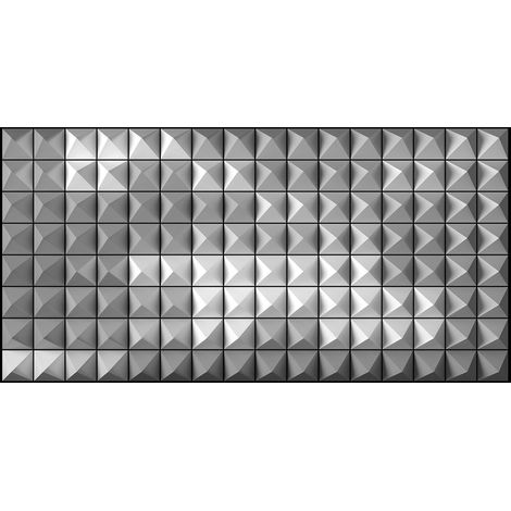 Papier peint panoramique 3D original gris | Tapisserie panoramique grise géométrique | Papier peint panoramique design idéal salon - 250 x 500 cm (5 pièces) (1/2)