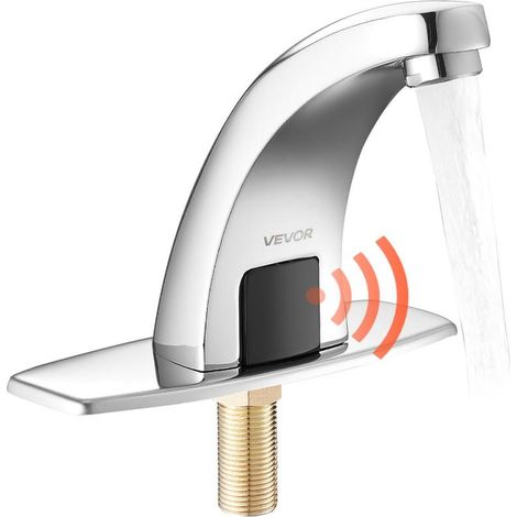 Raccord 3/8'' Robinet Automatique sans Contact Eau Froide Détecteur Infrarouge Lavabo Salle de Bain et Évier Chromé (1/5)