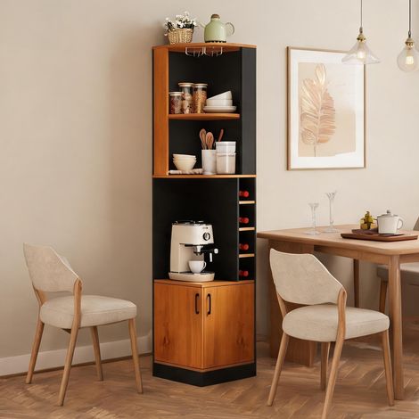 Buffet coloris noir en MDF 40 x 40 x 182 cm (1/5)