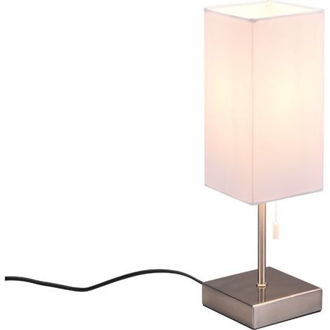 OLE LAMPADA DA TAVOLO ACCIAIO CON PARALUME BIANCO CON INTERRUTTORE A CORDA CON DOPPIA PORTA USB ( USB + USB-C ) PER RICARICA H. 35CM 1 LUCE ATTACCO E27 (1/5)