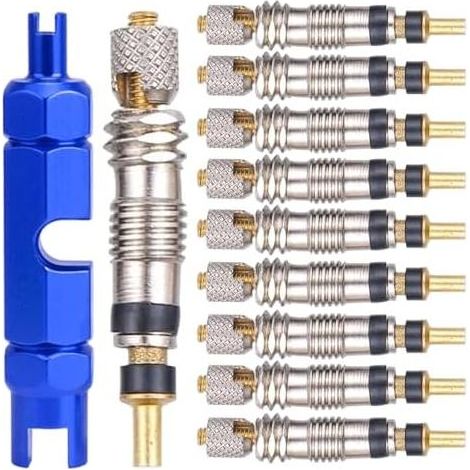 10 pezzi di nuclei valvola Presta, estrattore per nucleo valvola, adattatore per nucleo valvola MTB per la riparazione di pneumatici di biciclette francesi - (1/5)