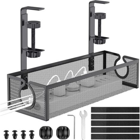 Kabelmanagement-Ablage unter dem Schreibtisch, bohrfreies Gitter, Organizer für Kabel und Steckdosenleisten