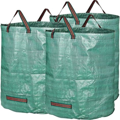 3x sacs de jardin 272l en tissu polypropylène robuste (PP) 150g / m2, Jardin étanche Heavy Duty Grande Sacs avec Poignées (1/4)
