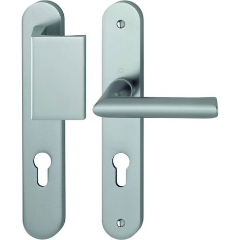 Ensemble palière sur grande plaque CONFLUENCE clé I inox F9 - HOPPE