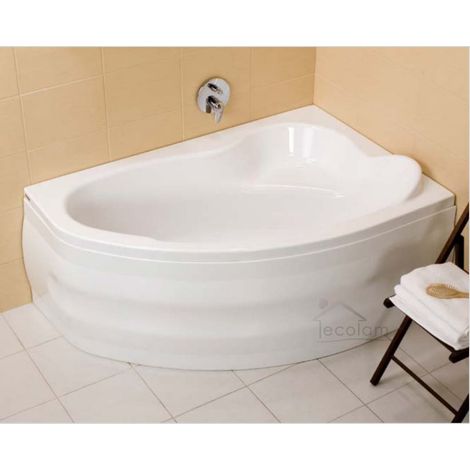 ECOLAM Baignoire d'angle Comfort 170x110 cm version droite tablier bonde vidange et trop-plein automatique + pieds + silicone (1/5)