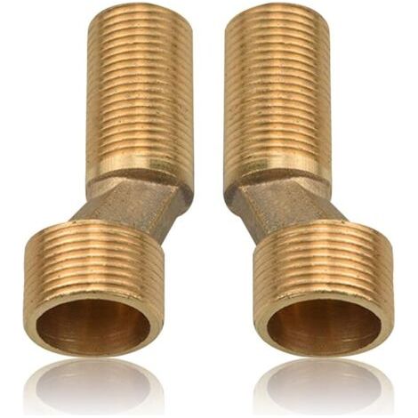 Pair Lot de 2 adaptateurs S pour robinet de douche, filetage extérieur 3/4\" vers 1/2\" en laiton, raccord en S, décalé de 8 mm, longueur 75 mm, raccord de bras pivotant réglable, excentrique pour (1/5)