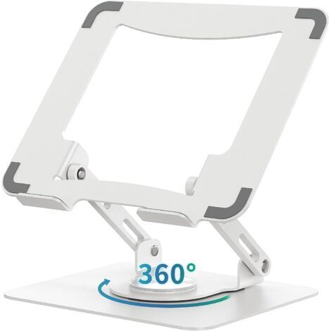 Laptopständer mit 360°-Drehfuß, Schreibtischerhöhung, faltbarer Ständer (25,4 bis 39,6 cm), weiß (1/4)