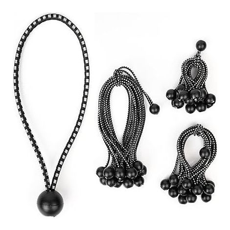Tendeur élastique 45 pièces, tendeur de bâche, tendeur avec boule, élastique pour bâche, tentes, fixation de bâche de camping pour de nombreuses applications extérieures (10/15/22 cm) (1/5)