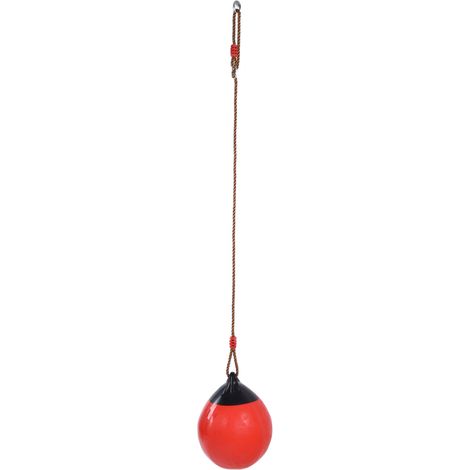 Balançoire gonflable en forme de ballon, rouge, petite taille (29 cm), avec chaînette de suspension, pour intérieur et extérieur (jardin). (1/5)