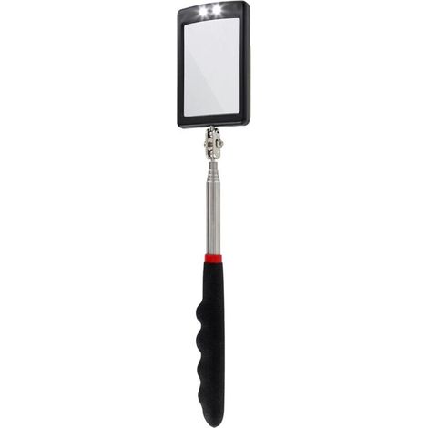 Specchio telescopico LED ultrasottile - Batteria inclusa - Molto nitido - Estensibile fino a 88 cm - Doppio snodo sferico - Maniglia antiscivolo,