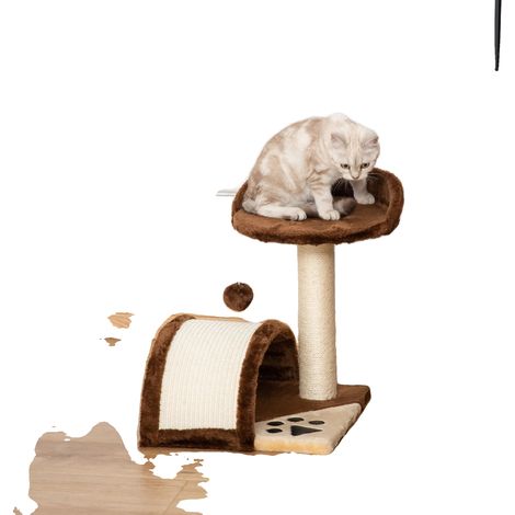 Árbol rascador para gatos, 2 niveles, material de madera. (1/5)